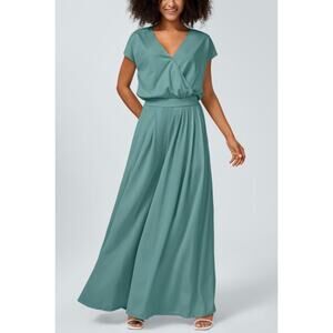 NWT Halara Canton V-Neck Short Sleeve Wide Leg Waffle Knit Jumpsuit Size L.